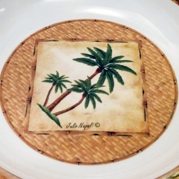 Vintage 1980's-3 Mela-Ware Melamine Hard Plastic 9.75" Bowls/Palm Tree Design - Picture 9 of 10